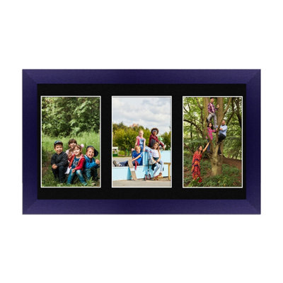 40X20CM Purple Modern Multi Photo Frame with Black Mount - Holds 3 ...