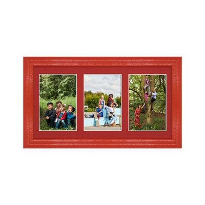 40X20CM Red Classic Multi Photo Frame with Crimson Mount - Holds 3 ...
