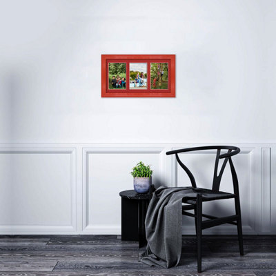 40X20CM Red Classic Multi Photo Frame with Crimson Mount - Holds 3 ...