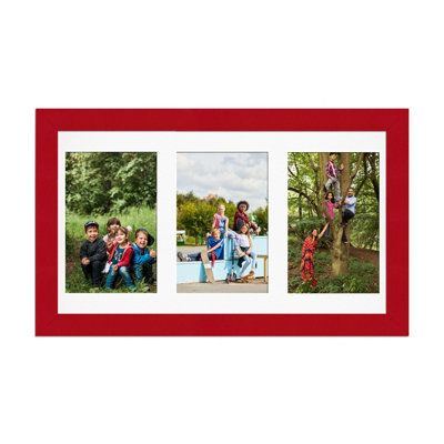 40X20CM Red Modern Multi Photo Frame with White Mount - Holds 3 ...