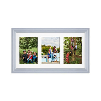 40X20CM Silver Classic Multi Photo Frame with White Mount - Holds 3 ...