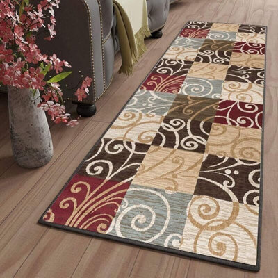 40x60cm Red Kitchen Rug Front Sink Runner Washable Non-Slip Absorbent ...