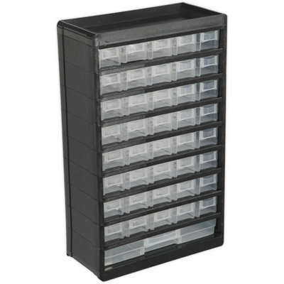 41 Drawer Parts Cabinet - Wall Mounted or Freestanding Storage Solution in Black