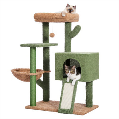 41 Inches Cactus Cat Tower Tree with Sisal Covered Scratching Post, Soft Hammock and Cozy Condo for Indoor Cats Price Comparisons | Compare The Build