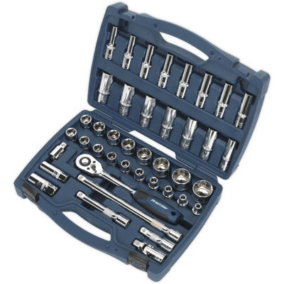 41-Piece Premium Deep Socket and Ratchet Handle Set - 1/2 Inch Drive ...