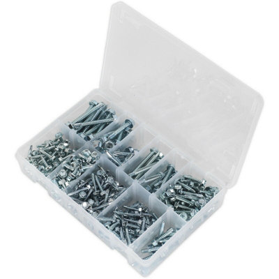 410 PACK Self Drilling Screw Assortment - Zinc Plated Hex Head - Various Sizes