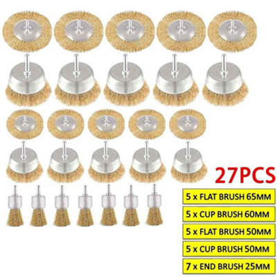 27 Pcs Wire Brush SetRotary Drill Attachments With CupWheelAnd Flat Brushes For Sanding And Cleaning from B&Q
