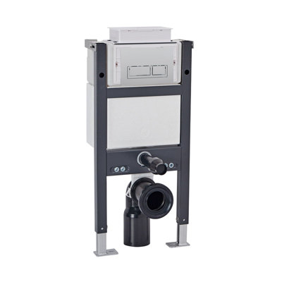 Nes Home Top Or Front Wall Hung Toilet Frame Chrome Rectangle Flush Buttons from B&Q