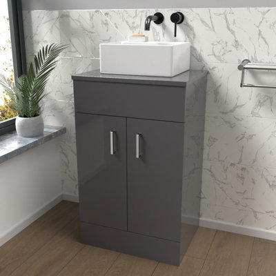 B&Q -  500mm Anthracite Vanity Unit With Countertop & Rectangle Basin