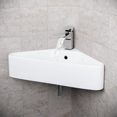 Nes Home Tulla 575 X 430mm Triangle Corner Wall Hung Basin Sink from B&Q