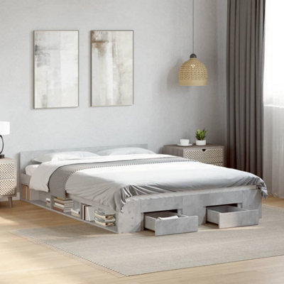 Berkfield Bed Frame With Drawers Without Mattress Concrete Grey 120X200 Cm from B&Q