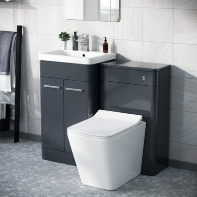 Nes Home Anthracite 1000mm Vanity Cabinet With Wc Unit And Rimless Btw Toilet