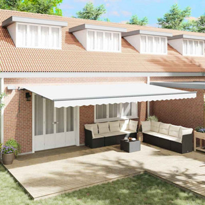 B&Q -  Manual Retractable Awning With Led White 600X350 Cm