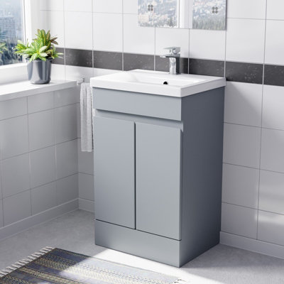 Nes Home Matte Grey 500mm Pvc Freestanding Bathroom Basin Vanity Unit from B&Q