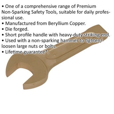 41mm Non-Sparking Open-End Slogging Spanner with Short Profile Striking End