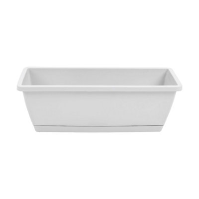 42.5cm W Plastic Planter 5-Piece Rectangle Garden Planter Set, Grey-white