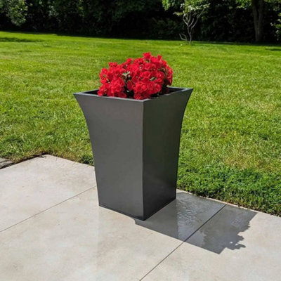 42.5cm Zinc Matte Grey Flared Tapered Square Planter