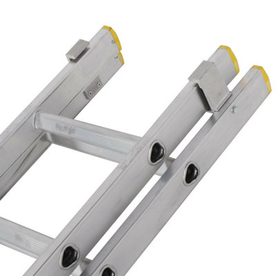42 Rung Aluminium Double Section Extension Ladder with Stabiliser Feet ...