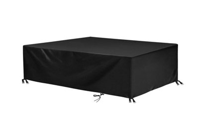 Rechteckig Afdekking tuinmeubelen, 420D Oxford-stof, ademend, waterdicht, winddicht, beschermhoes, tuintafels en meubelsets, voor buiten, zwart, 45 x 40 x 25 cm