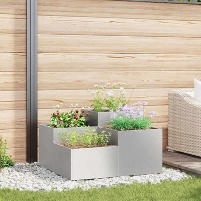 B&Q -  Garden Planter Silver 100 X 100 X 48 Cm Stainless Steel