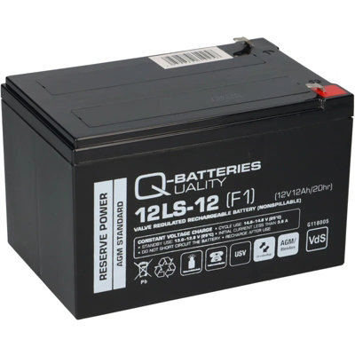 Q-Batteries 12Ls-12 F1 12V 12Ah Lead-Fleece Battery Agm Vrla With Vds from B&Q
