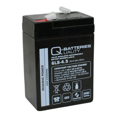 Q-Batteries 6Ls-4.5 6V 4.5Ah Lead-Fleece Battery Agm Vrla from B&Q