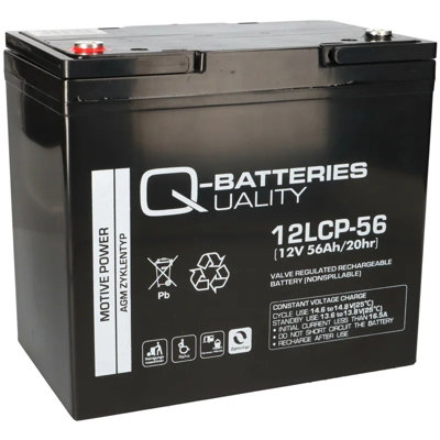 B&Q -  12Lcp-56 12V 56Ah Lead Acid Battery Cycle Type Agm Deep Cycle Vrla