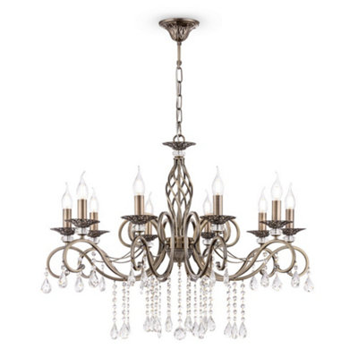 Luminosa Lighting Luminosa Grace Chandelier Brass & Crystal10 LightE14 from B&Q