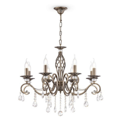 Luminosa Lighting Luminosa Grace Chandelier Brass & Crystal8 LightE14 from B&Q