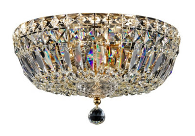 Luminosa Lighting Luminosa Basfor Semi Flush Ceiling Lamp Gold Antique & Crystal3 LightE14 from B&Q