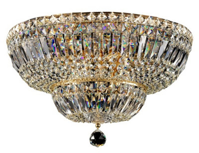 Luminosa Lighting Luminosa Basfor Semi Flush Ceiling Lamp Gold Antique & Crystal12 LightE14 from B&Q