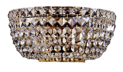 Luminosa Lighting Luminosa Basfor Flush Wall Lamp Gold Antique & Crystal2 LightE14 from B&Q