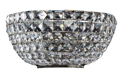 Luminosa Lighting Luminosa Basfor Flush Wall Lamp Nickel Antique & Crystal2 LightE14 from B&Q