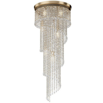 Luminosa Lighting Luminosa Cascade Chandelier Gold Antique & Crystal12 LightE14 from B&Q