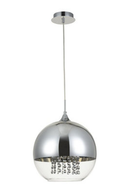 Luminosa Lighting Luminosa Fermi Dome Ceiling Pendant Lamp Nickel & Crystal1 LightE27 from B&Q