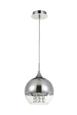 Luminosa Lighting Luminosa Fermi Dome Ceiling Pendant Lamp Nickel & Crystal1 LightE27 from B&Q