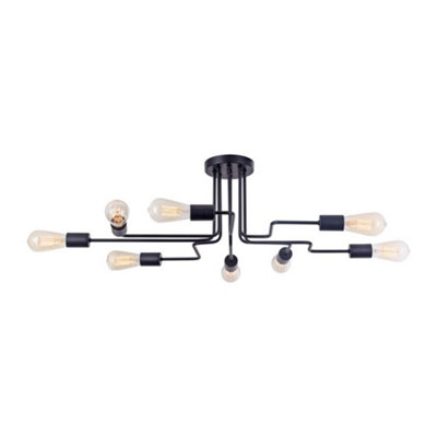 B&Q -  Luminosa Gilbert Ceiling Lamp Black8 LightE27