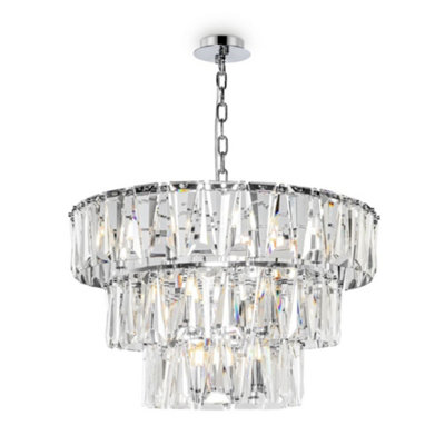 Luminosa Lighting Luminosa Modern Puntes 3 Tier 18 Light Chrome Pendant Ceiling Light from B&Q