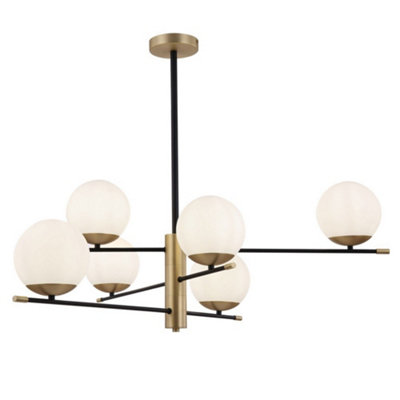 Luminosa Lighting Luminosa Nostalgia Globe Ceiling Pendant Lamp Matt Gold 6 LightE14