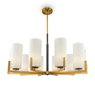 Luminosa Lighting Luminosa Modern Fortano 10 Light Brass Chandelier Glass Shade