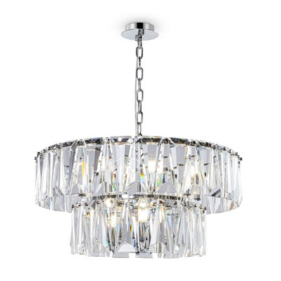 Luminosa Lighting Luminosa Modern Puntes 2 Tier 12 Light Chrome Pendant Ceiling Light from B&Q