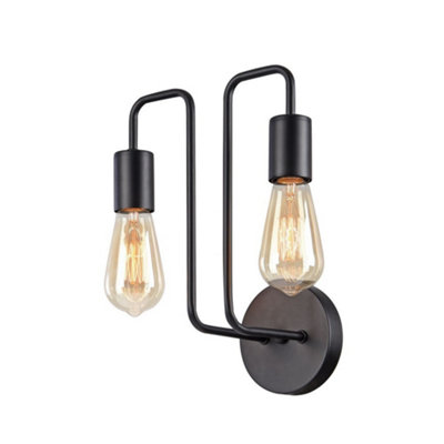 B&Q -  Luminosa Gilbert Wall Lamp Black2 LightE27