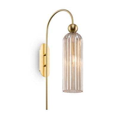 Luminosa Lighting Luminosa Antic Modern Wall Lamp GoldGlass Cognac Shade