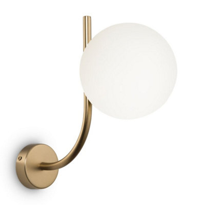 Luminosa Lighting Luminosa Modern Rendez-Vous Brass Wall Lamp Glass Shade from B&Q