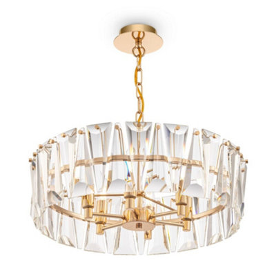B&Q -  Luminosa Modern Puntes 6 Light Gold Cylindrical Pendant Ceiling Light