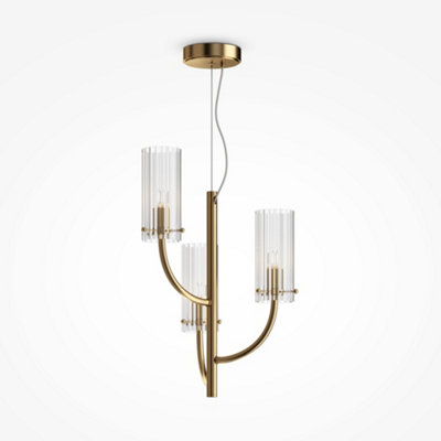 Luminosa Lighting Luminosa Maytoni Arco Classic 3 Light Multi Arm Pendant Ceiling Light Brass G9 from B&Q