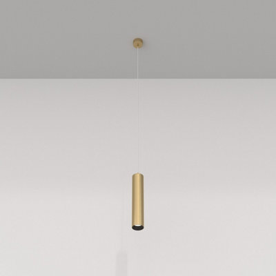 B&Q -  Luminosa Maytoni Focus Slim Pendant Ceiling Light Matt Gold Gu10
