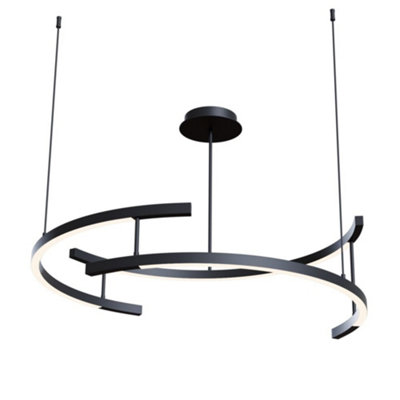 B&Q -  Luminosa Line Modern Integrated Pendant Ceiling Light Black3000K