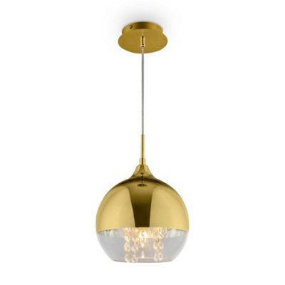 B&Q -  Luminosa Modern Fermi Gold Dome Pendant Ceiling Light