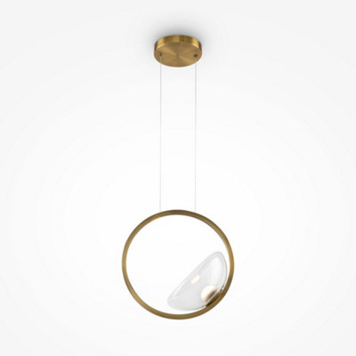 B&Q -  Luminosa Maytoni Lunare Modern Integrated Led Pendant Ceiling Light Brass 3000K